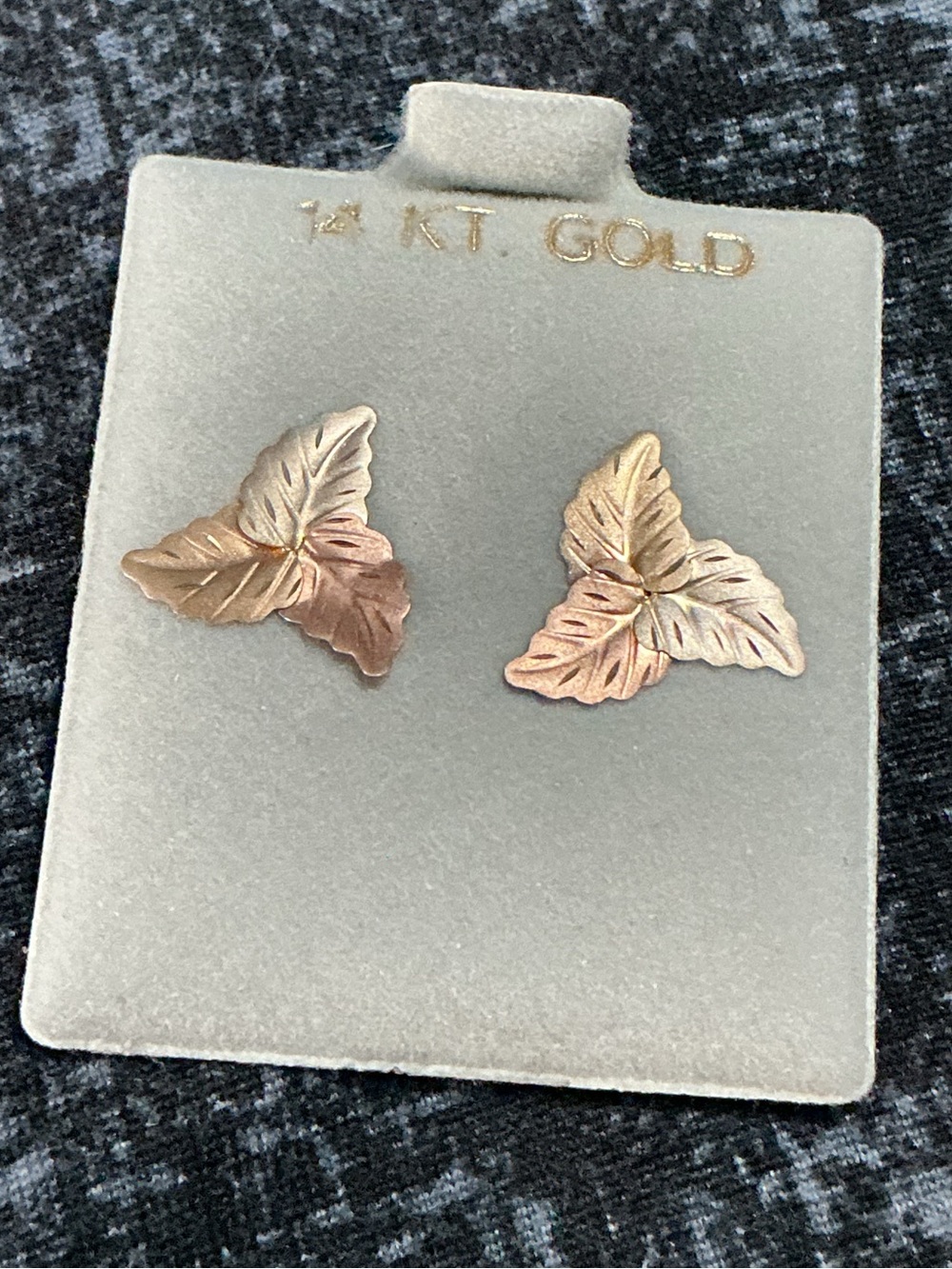 14K JCM Tricolor Leaves Earrings